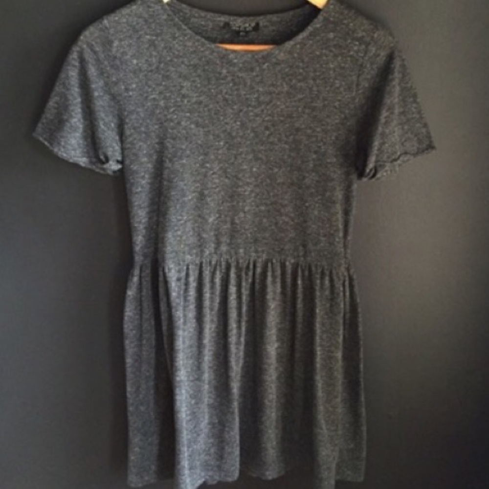 TOPSHOP BABYDOLL DRESS IN HEATHER GREY